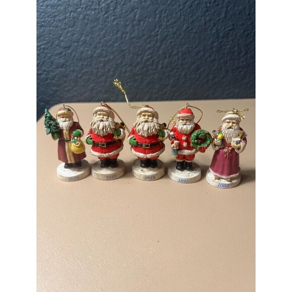 Lot of 5 Vintage Russ Berrie Santa Through the Ages Holiday Figurines Decor - Picture 1 of 7